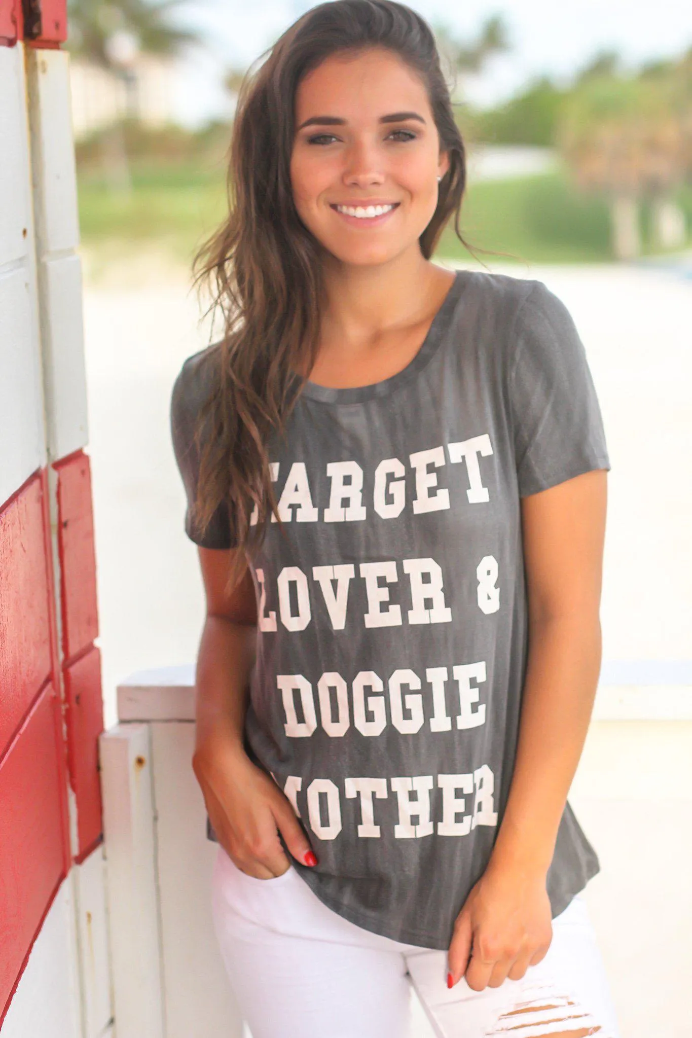 Gray "Doggie Mother" Tie Dye Top