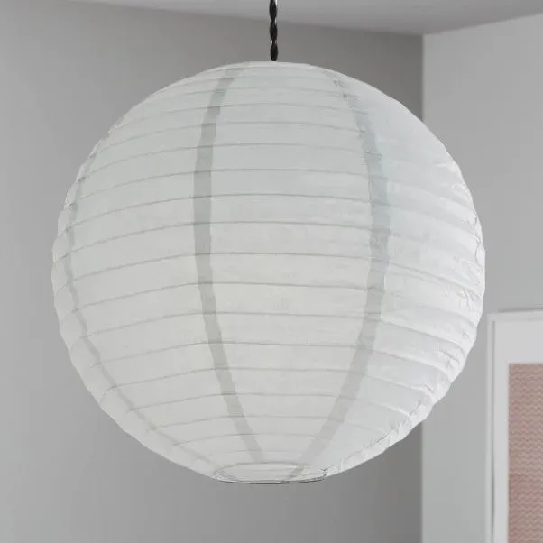 Grey Ribbed Paper Lantern Light Shade