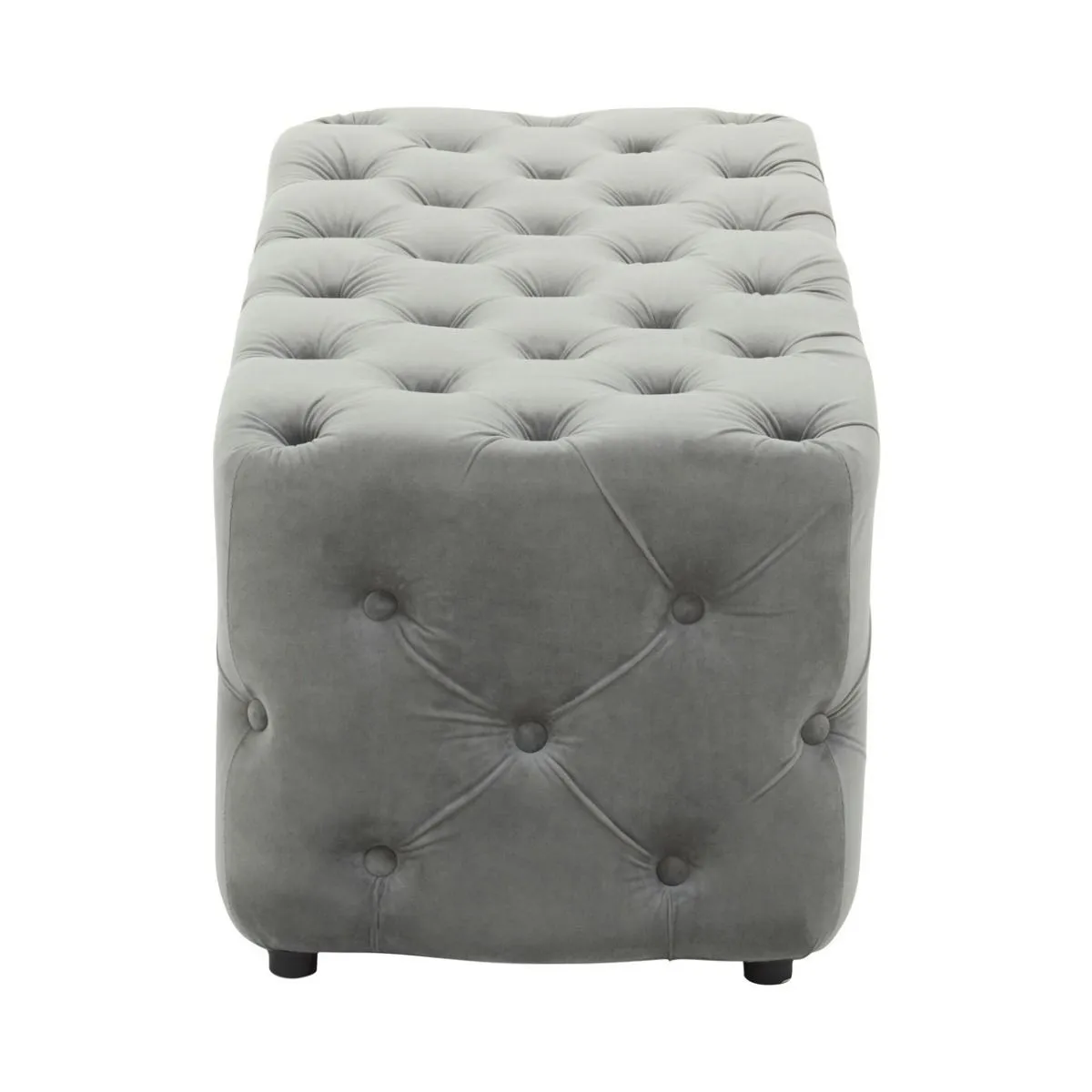 Grey Tufted Velvet Bench