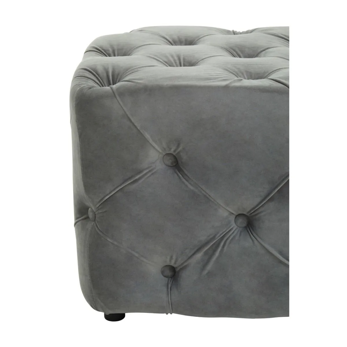 Grey Tufted Velvet Bench