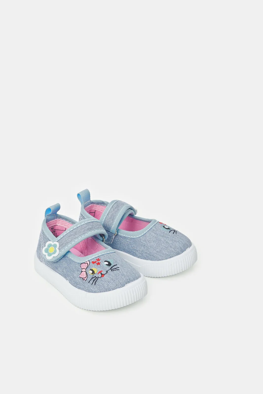 Infant Girls Blue Denim Velcro Pump