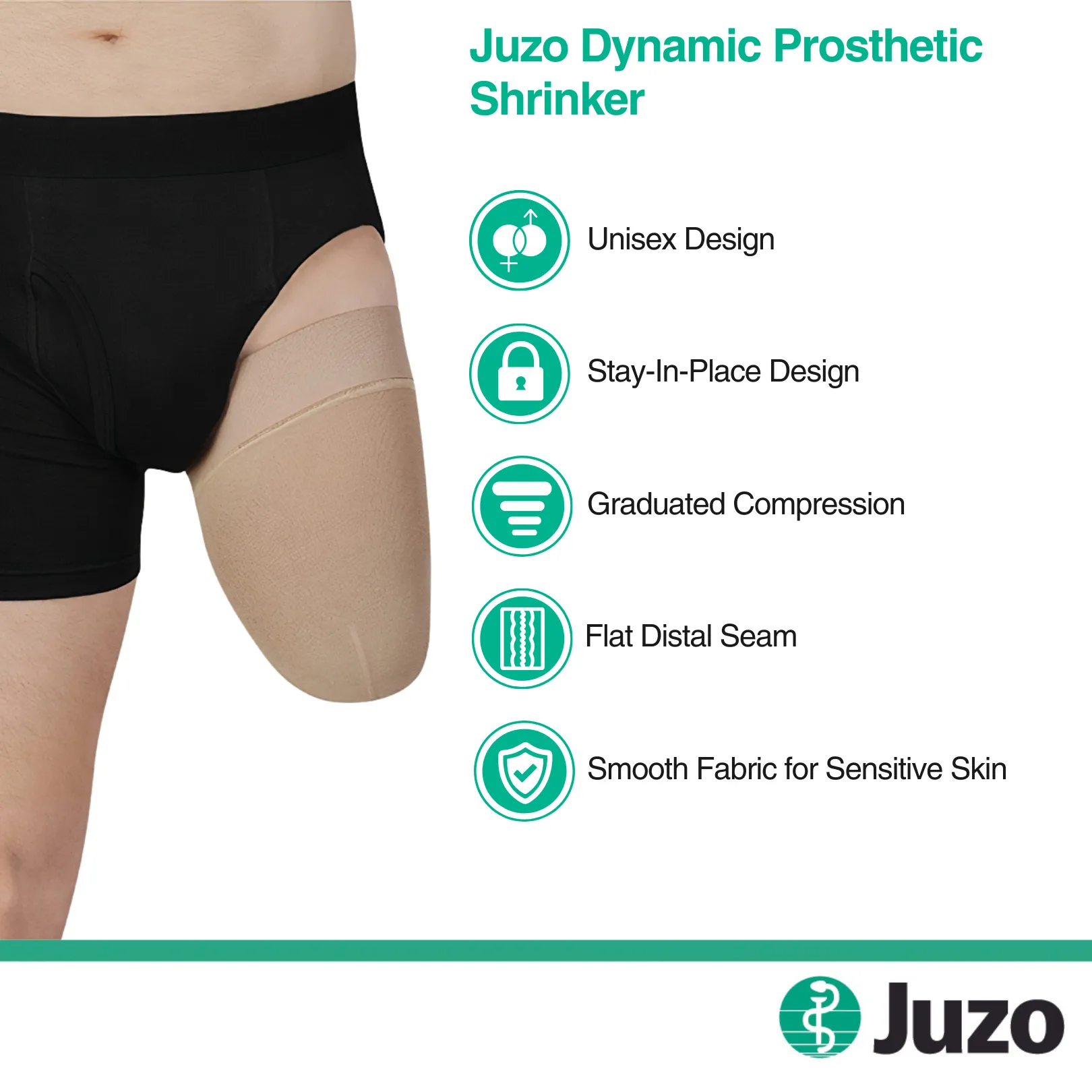 Juzo Dynamic Prosthetic Shrinker, Above Knee, 30-40 mmHg, Beige