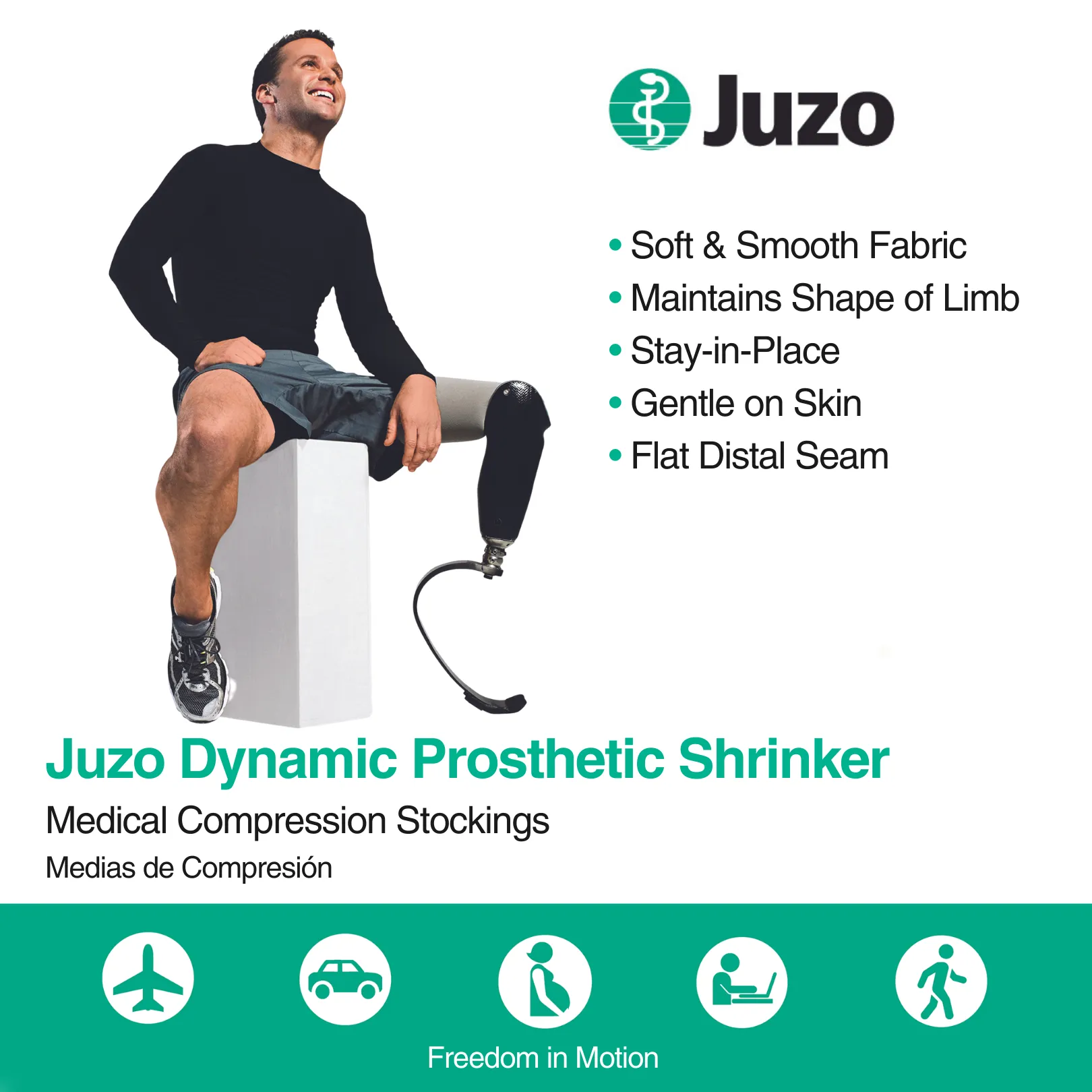 Juzo Dynamic Prosthetic Shrinker, Above Knee, 30-40 mmHg, Beige