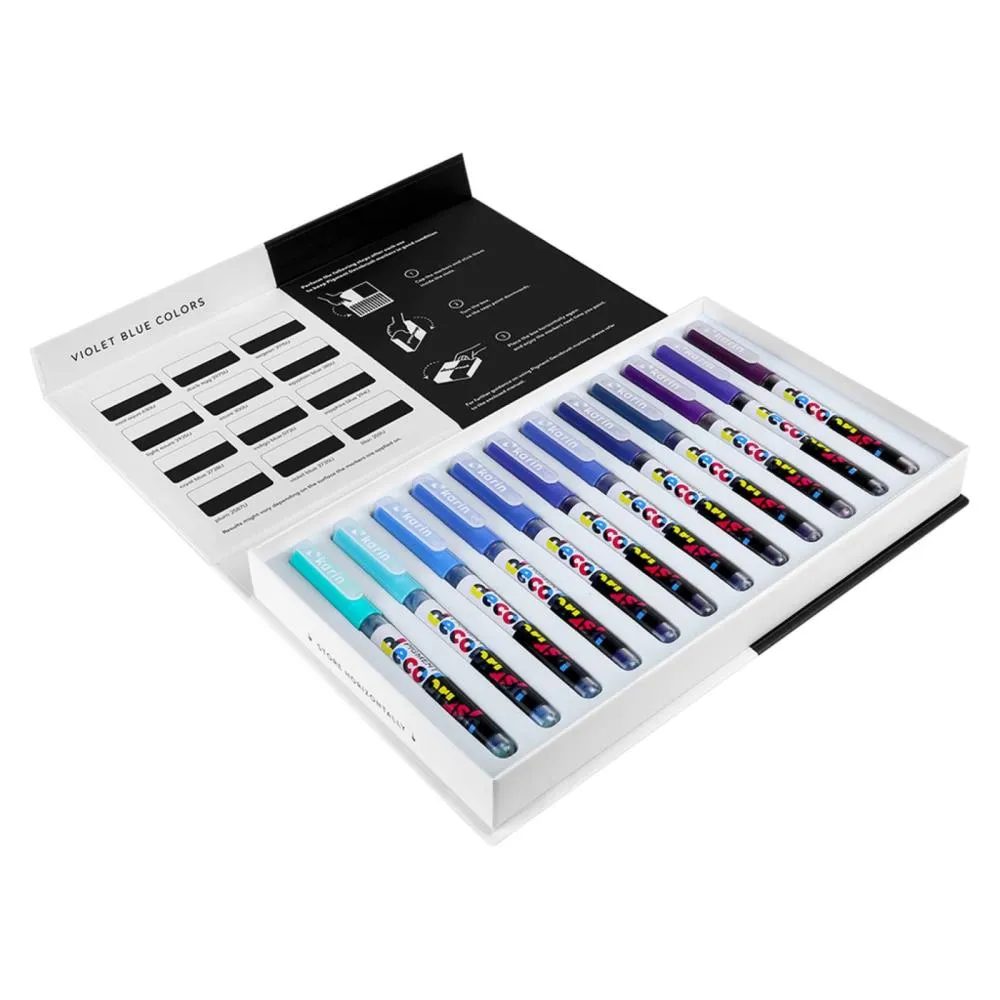 Karin Decobrush Pigment Markers 12 pack  Violet - Blue Colours