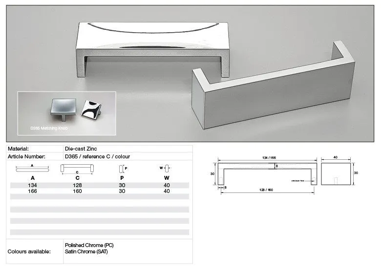 KETHY D365 CABINET BIG BERTHA HANDLE 160MM