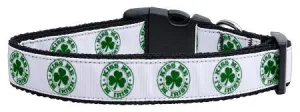 Kiss Me - I'm Irish Nylon Ribbon Dog Collars Medium