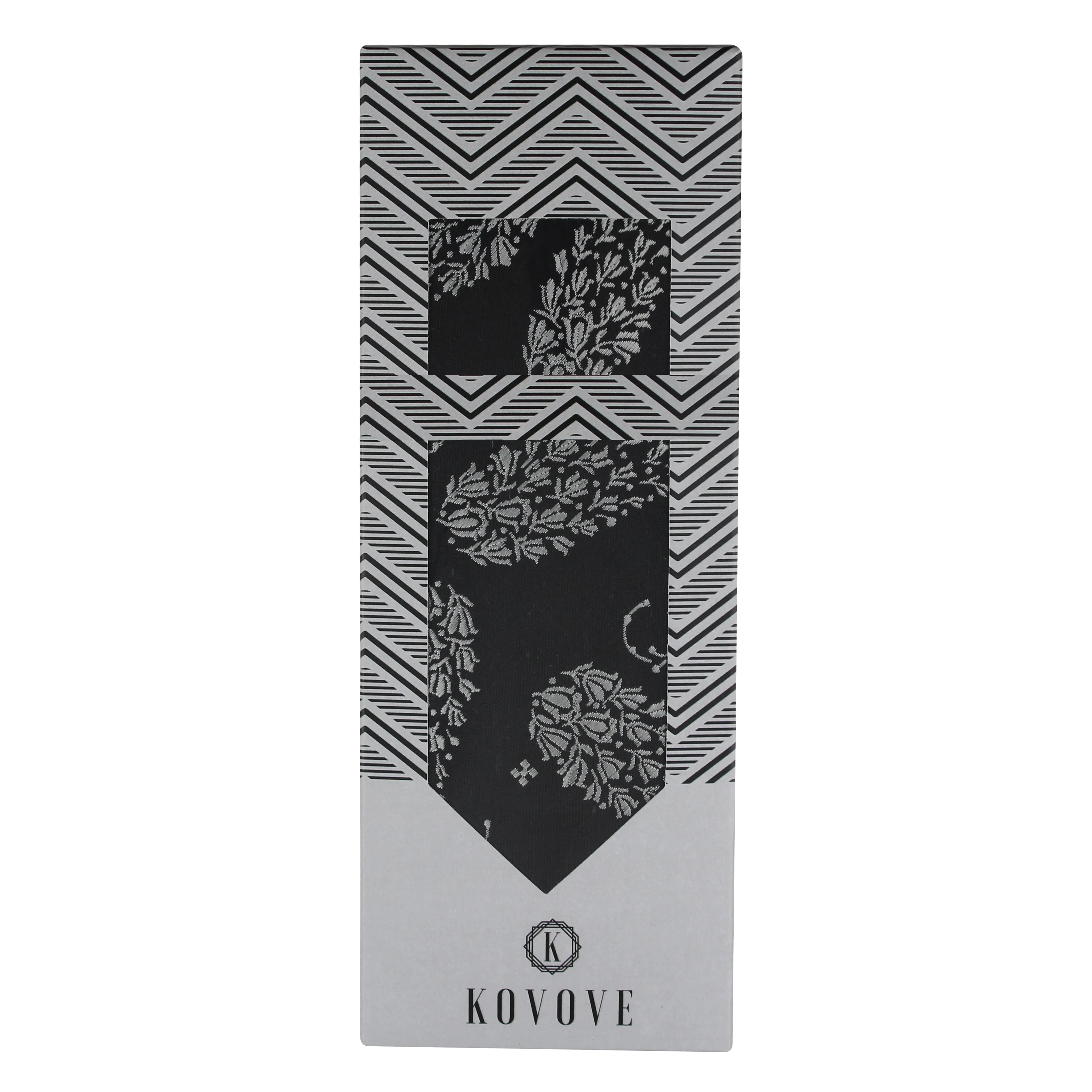 Kovove The Twining Paisley Black Necktie and Pocket Square Gift Box