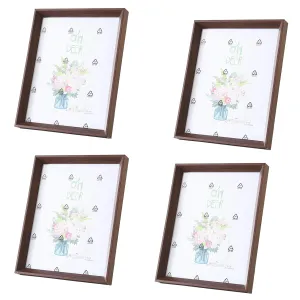 Kuber Industries Photo Frame For Home D?cor|Use Horizontal & Vertical|Crystal Clear Glass|Perfect For Home, Office And Shop 21.8x26.9CM-Pack of 4 (Brown)