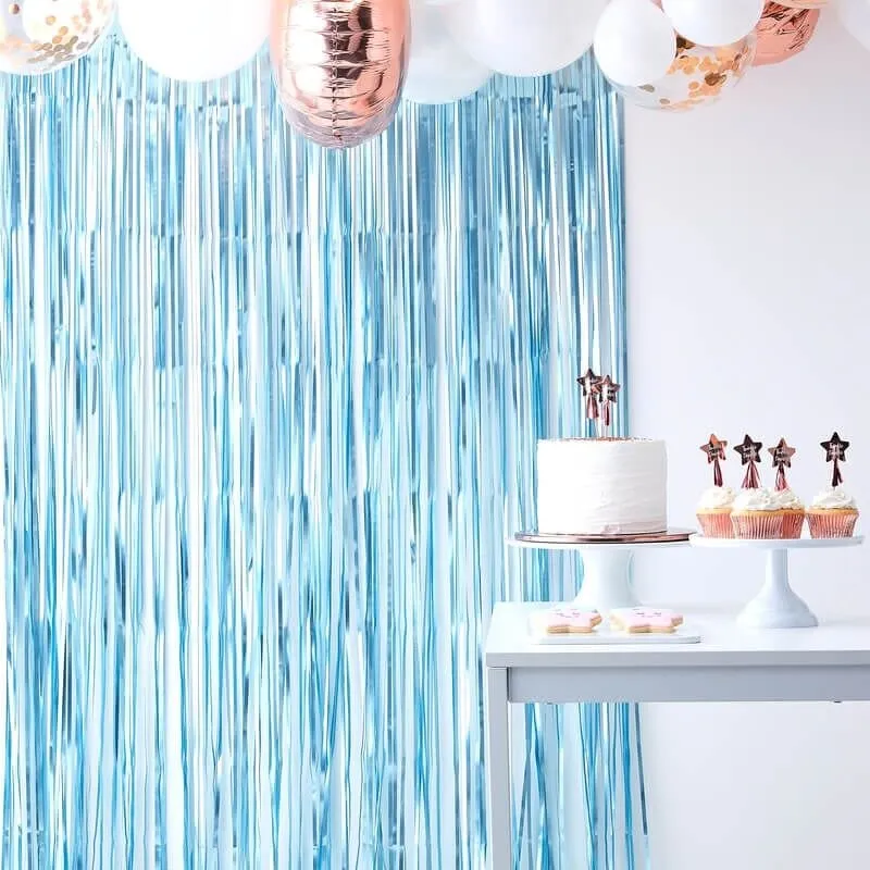 Light Blue Fringe Foil Curtain