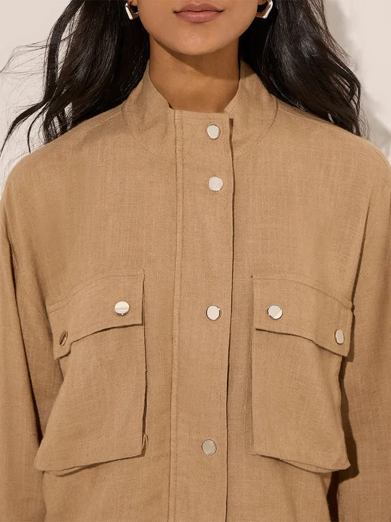 LOV Taupe High Neck Jacket