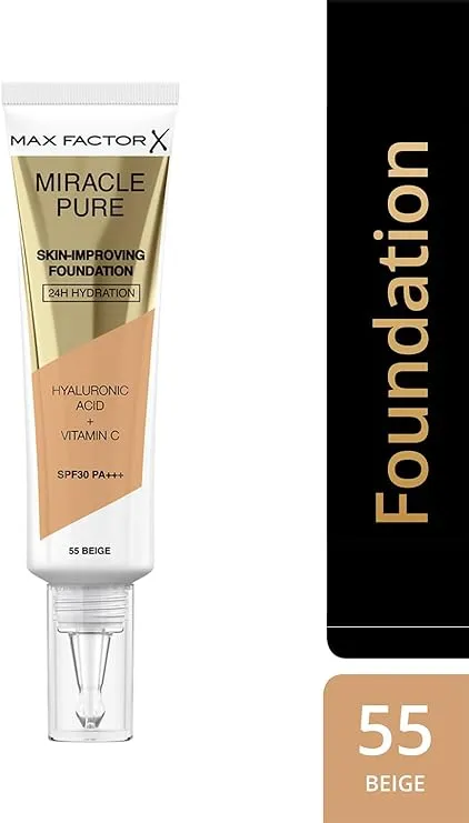 Max Factor Miracle Pure Skin Improving Foundation 24H Hydration 55 Beige