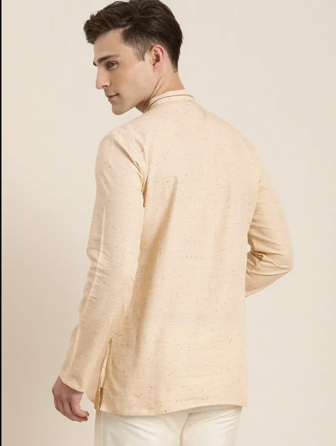 Men's Beige Organic Cotton Kurta - Vastramay