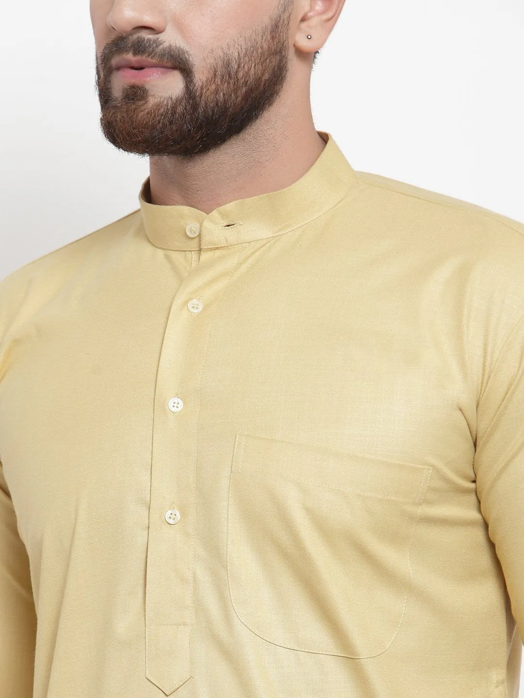 Men's Beige Solid Kurta with Churidar ( JOKP 592 Beige ) - Virat Fashions