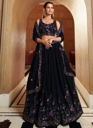 Navy Blue Multi Embroidery Wedding Lehenga Choli