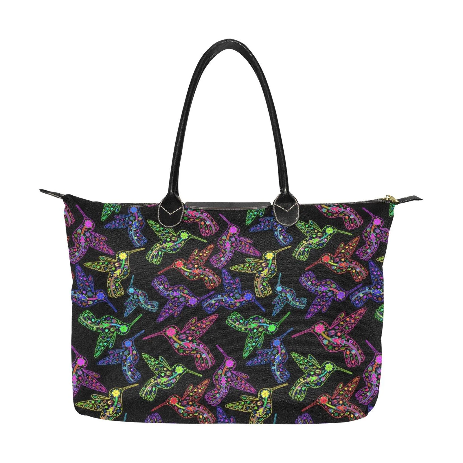 Neon Floral Hummingbirds Single-Shoulder Lady Handbag