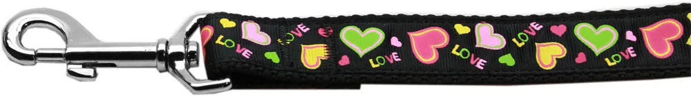 Neon Love Nylon Dog Leash 5-8 Inch Wide 4ft Long