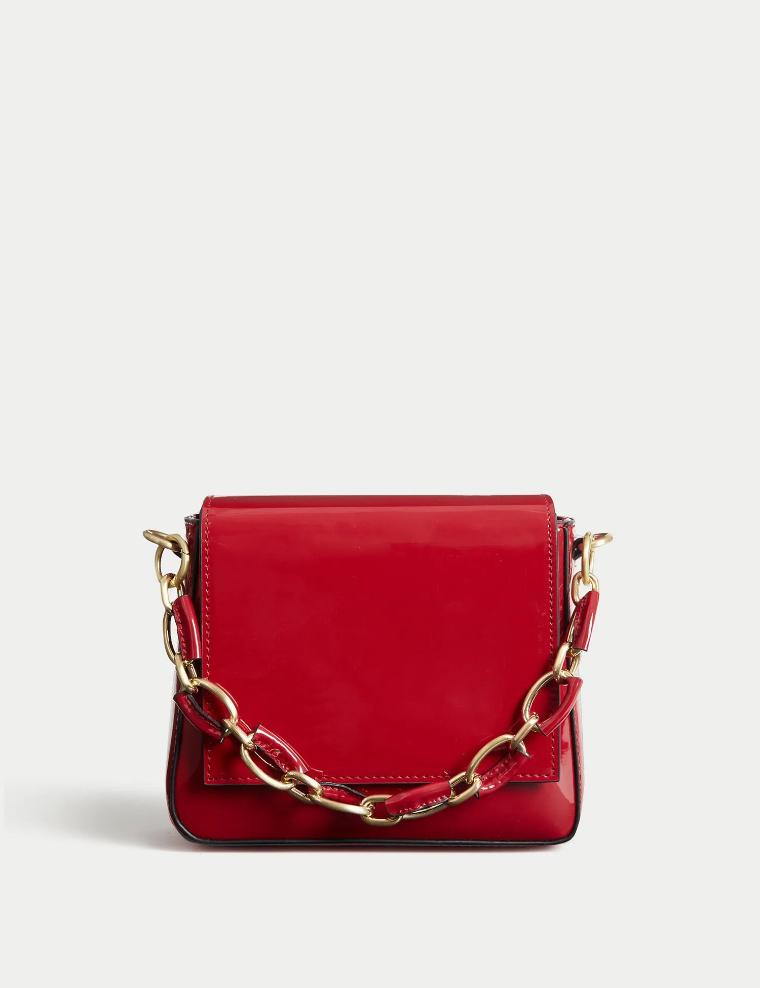 Patent Finish Chain Strap Cross Body Bag