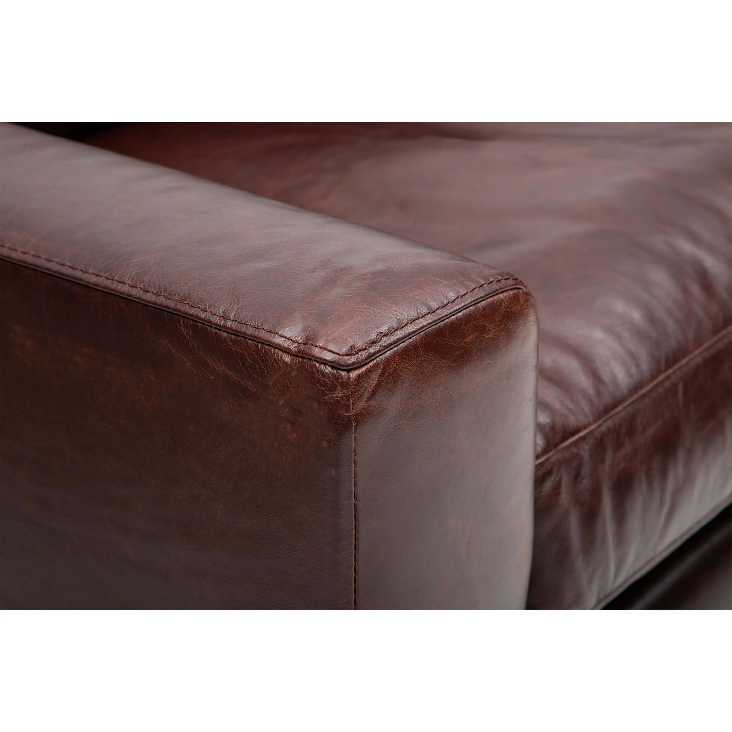 Paul Leather Sofa, Oil Buffalo Chocolate