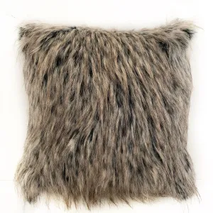 Plutus Gray Foxy Brown Gray Animal Faux Fur Luxury Throw Pillow