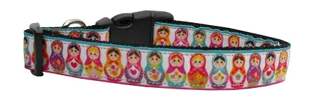 Pretty Nesting Dolls Nylon Dog Collar Medium Narrow