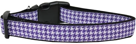 Purple Houndstooth Nylon Dog Collar Xs