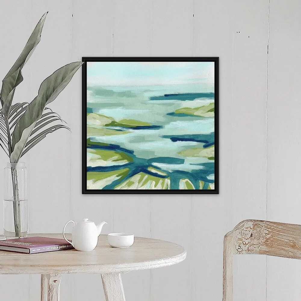 "Blue Delta I" Black Float Frame Canvas Art