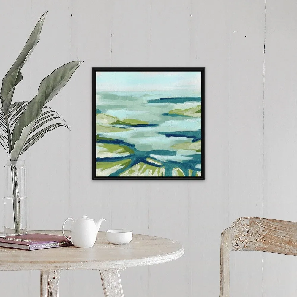 "Blue Delta I" Black Float Frame Canvas Art