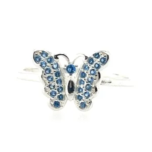 R323 Butterfly CZ Light Blue Ring