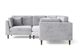 Ragusa 3 Seater Corner Sofa Silver Velvet