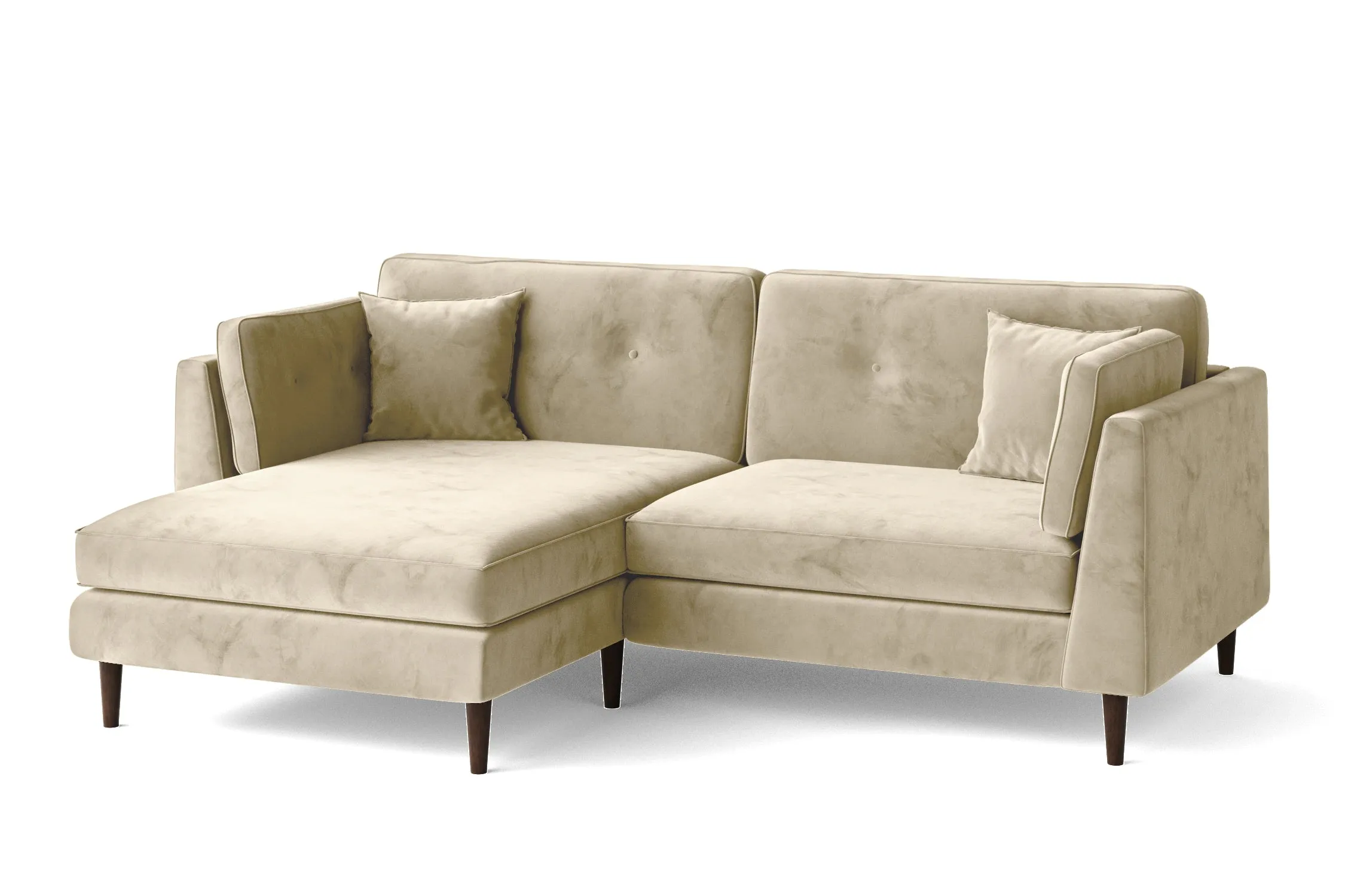 Ragusa 3 Seater Left Hand Facing Chaise Lounge Corner Sofa Cream Velvet