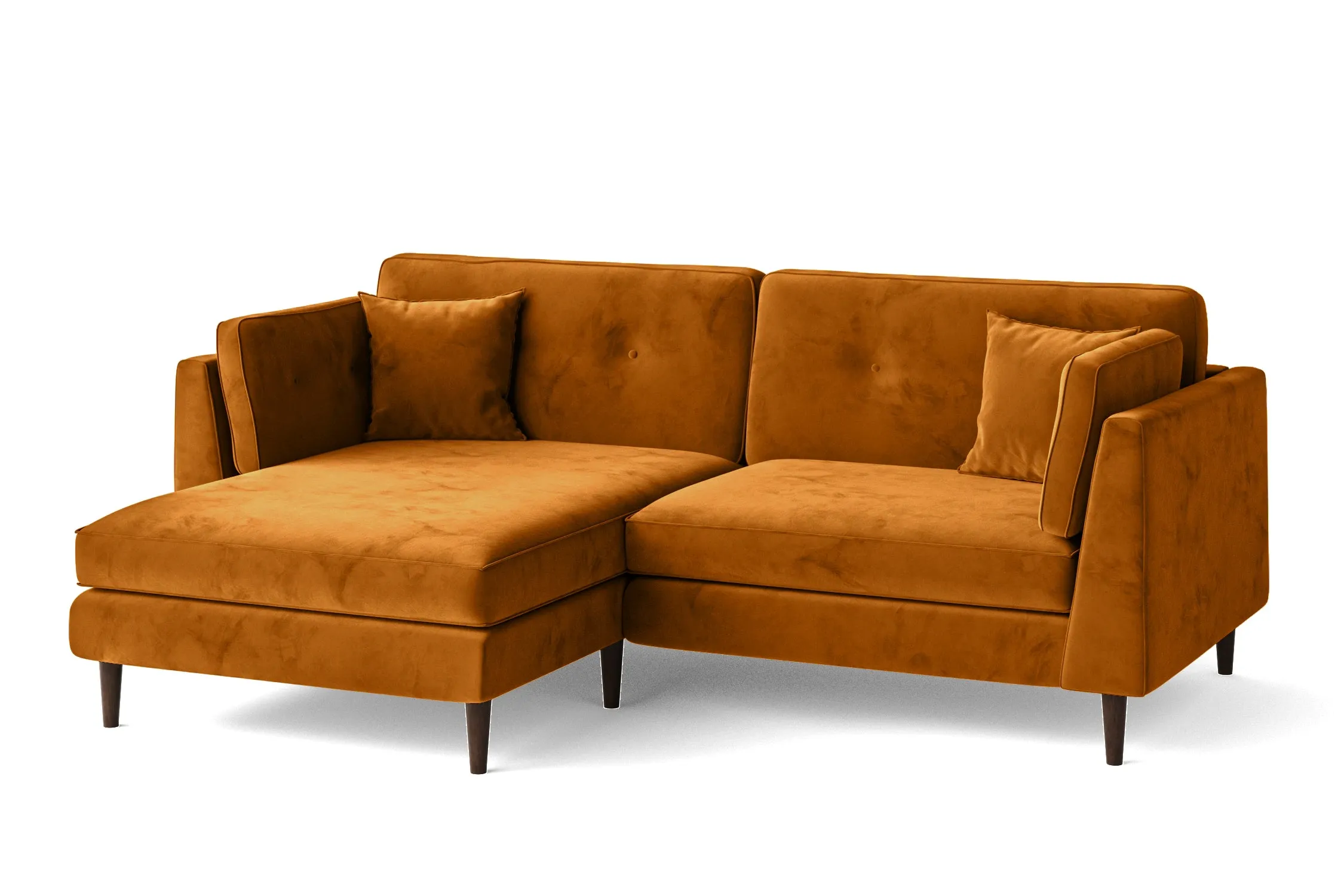 Ragusa 3 Seater Left Hand Facing Chaise Lounge Corner Sofa Gold Velvet