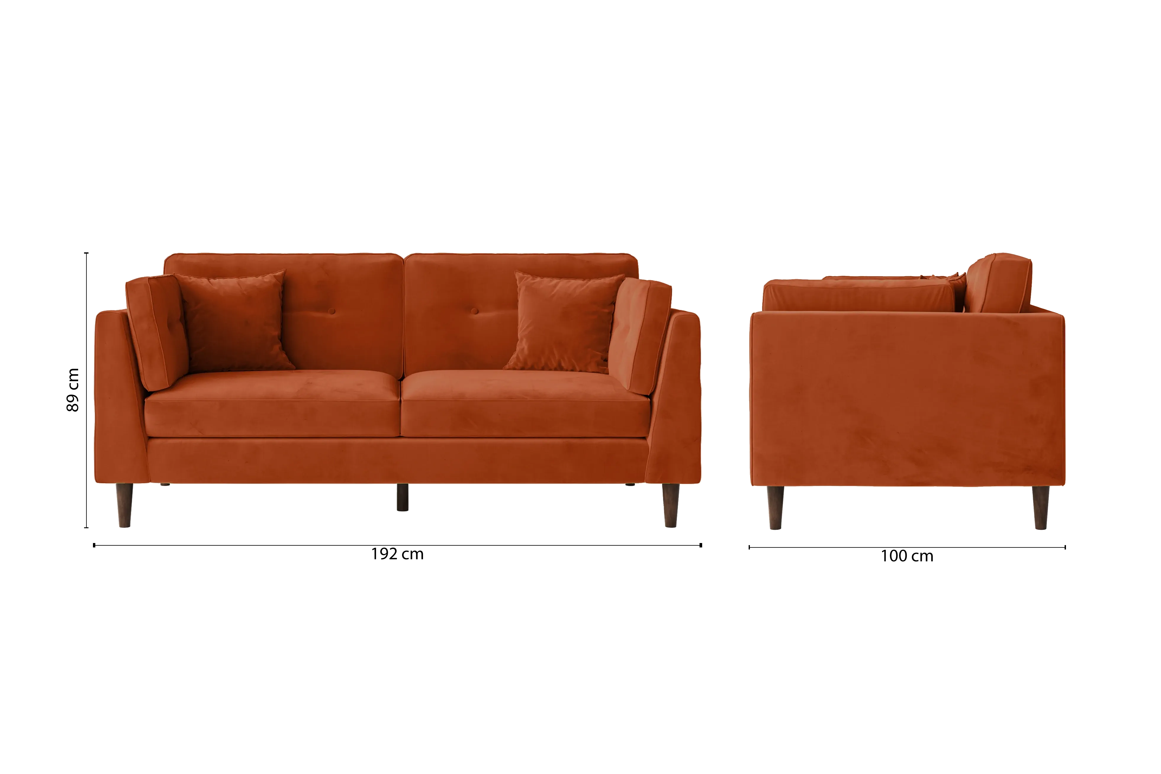 Ragusa 3 Seater Sofa Orange Velvet