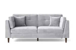 Ragusa 3 Seater Sofa Silver Velvet