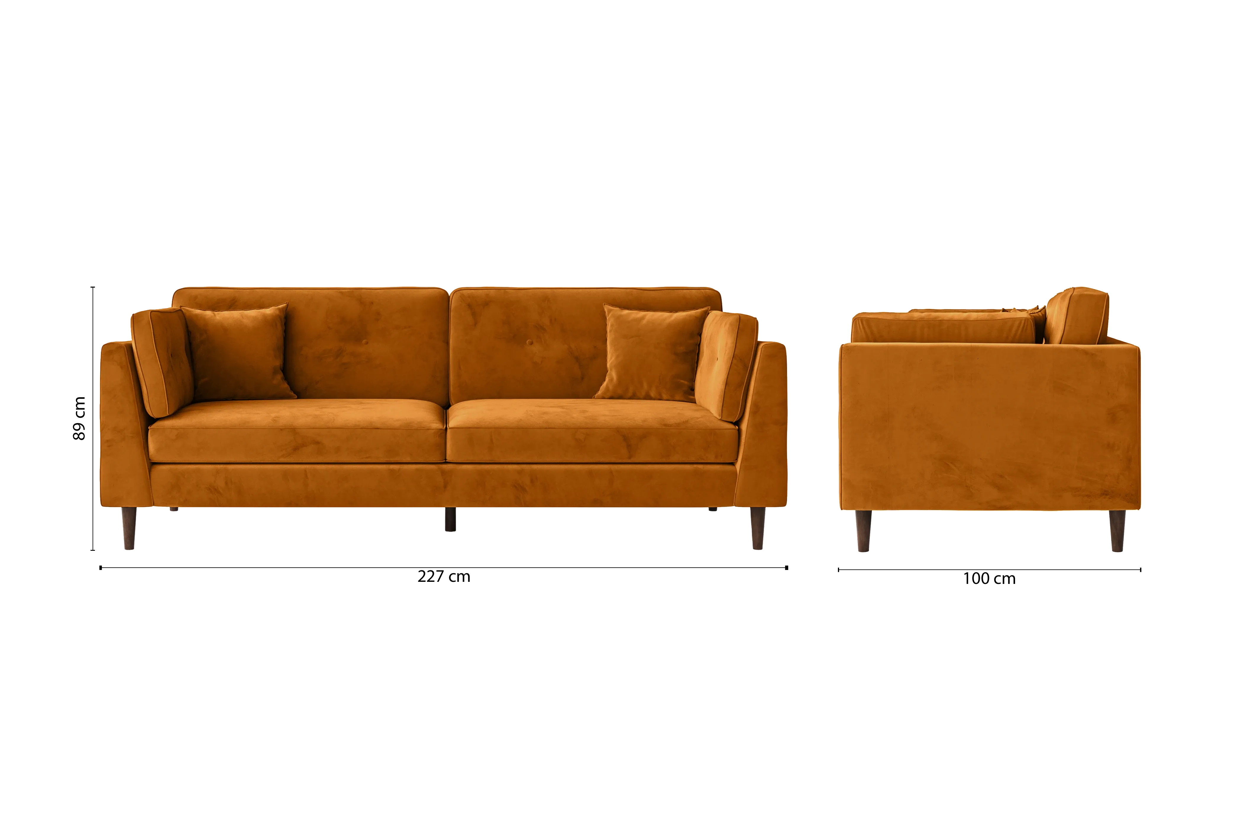 Ragusa 4 Seater Sofa Gold Velvet