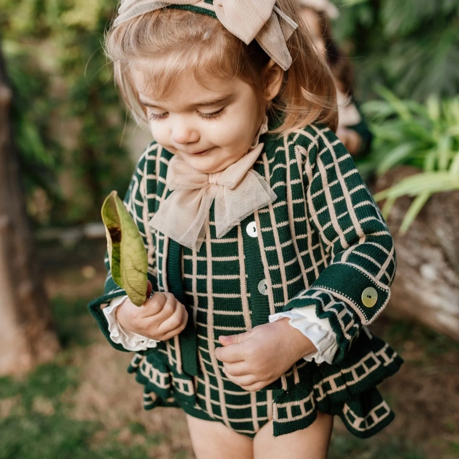 Rahigo - Three Piece Check Pinafore Set  -  Green