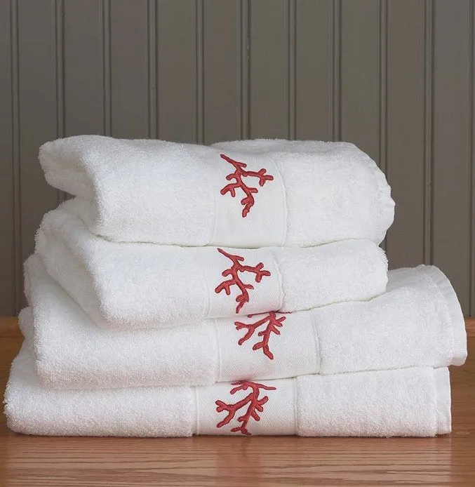 Red Coral Embroidered Quick-Dry Towel Set