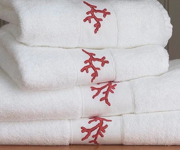 Red Coral Embroidered Quick-Dry Towel Set