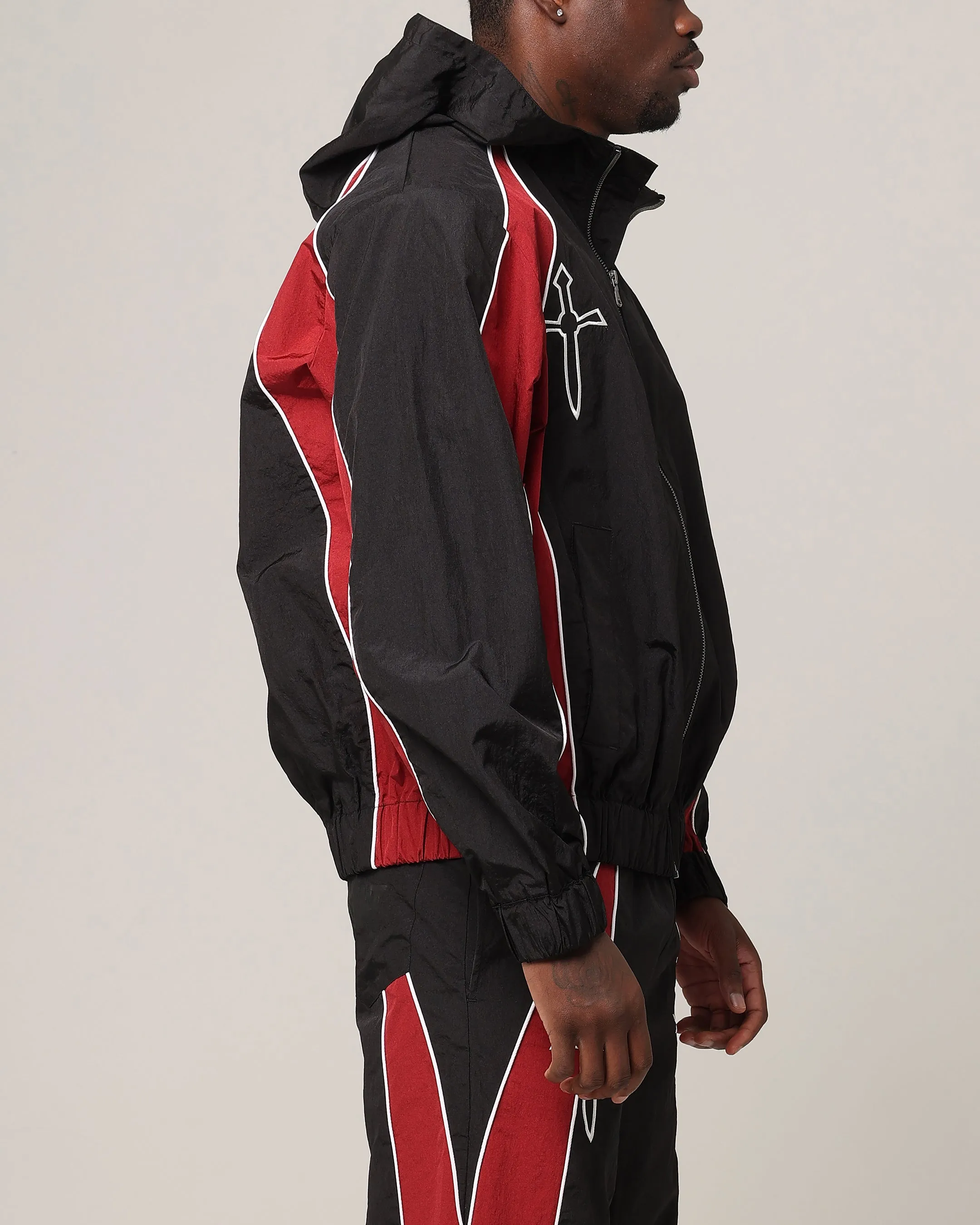 Saint Morta Boundary Windbreaker Jacket Black/Burgundy