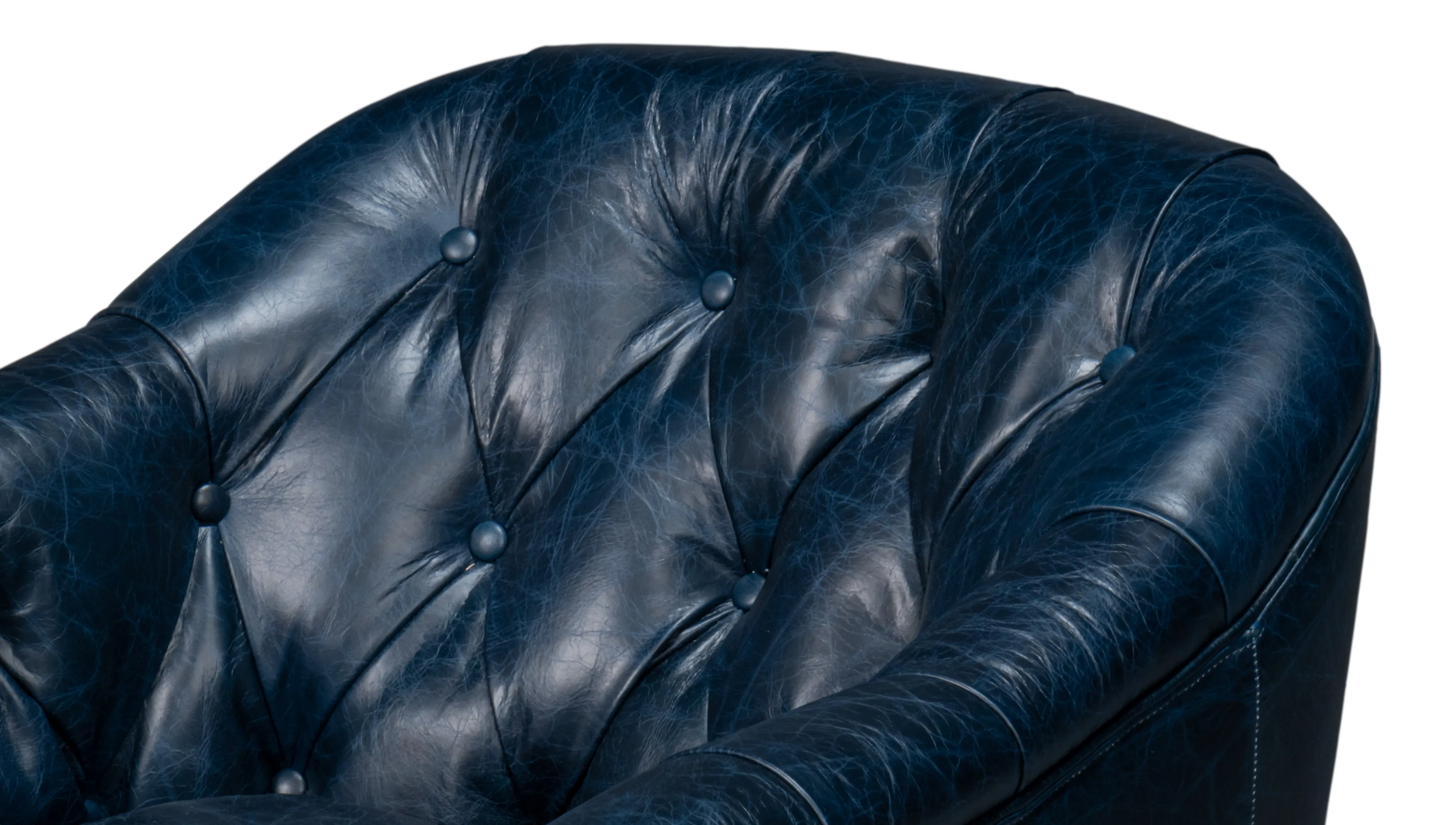 Sarreid - Coolidge Leather Swivel Chair  Blue - Blue - Transitional