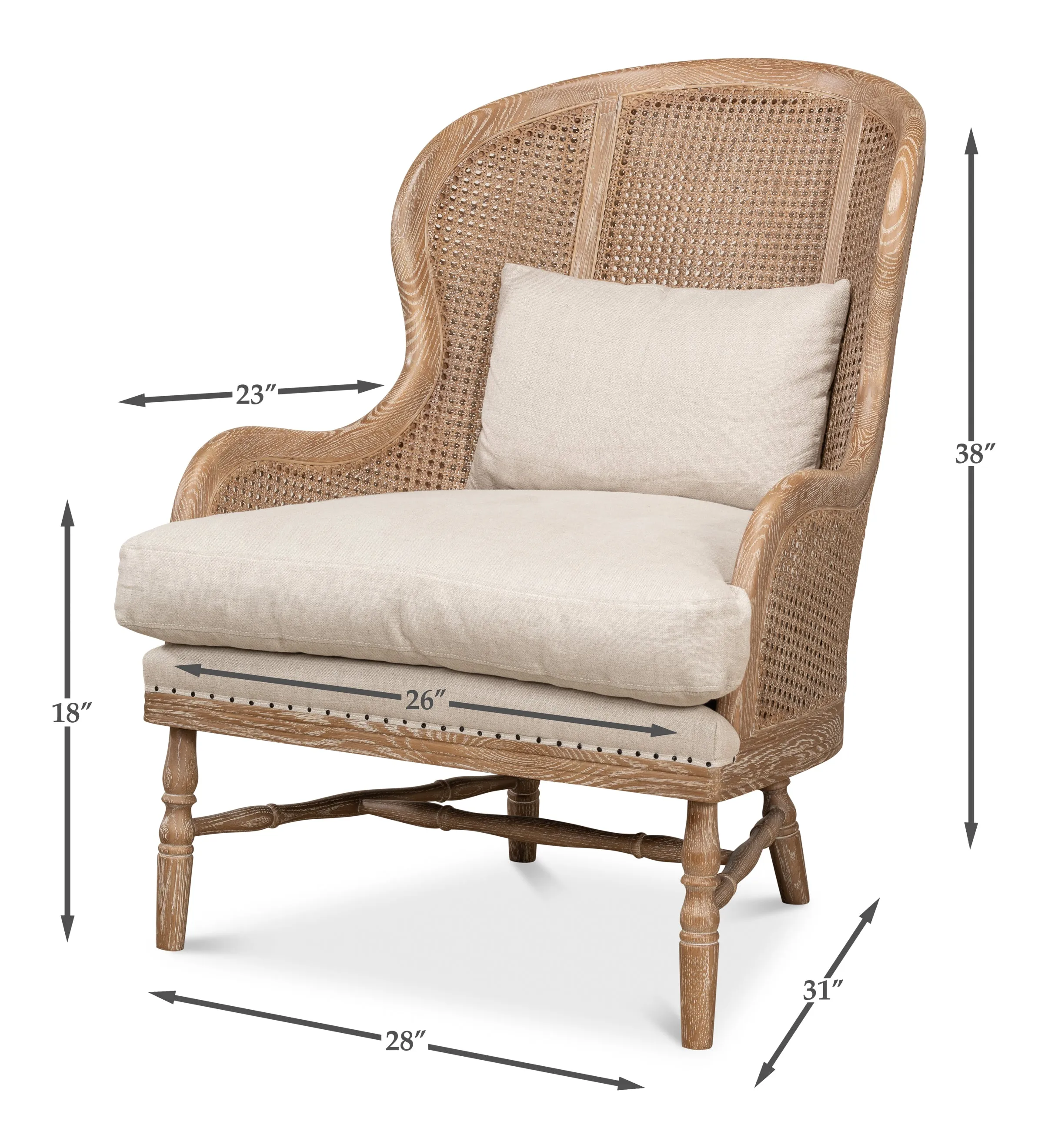 Sarreid - Randolph Wing Chair - Beige - Traditional