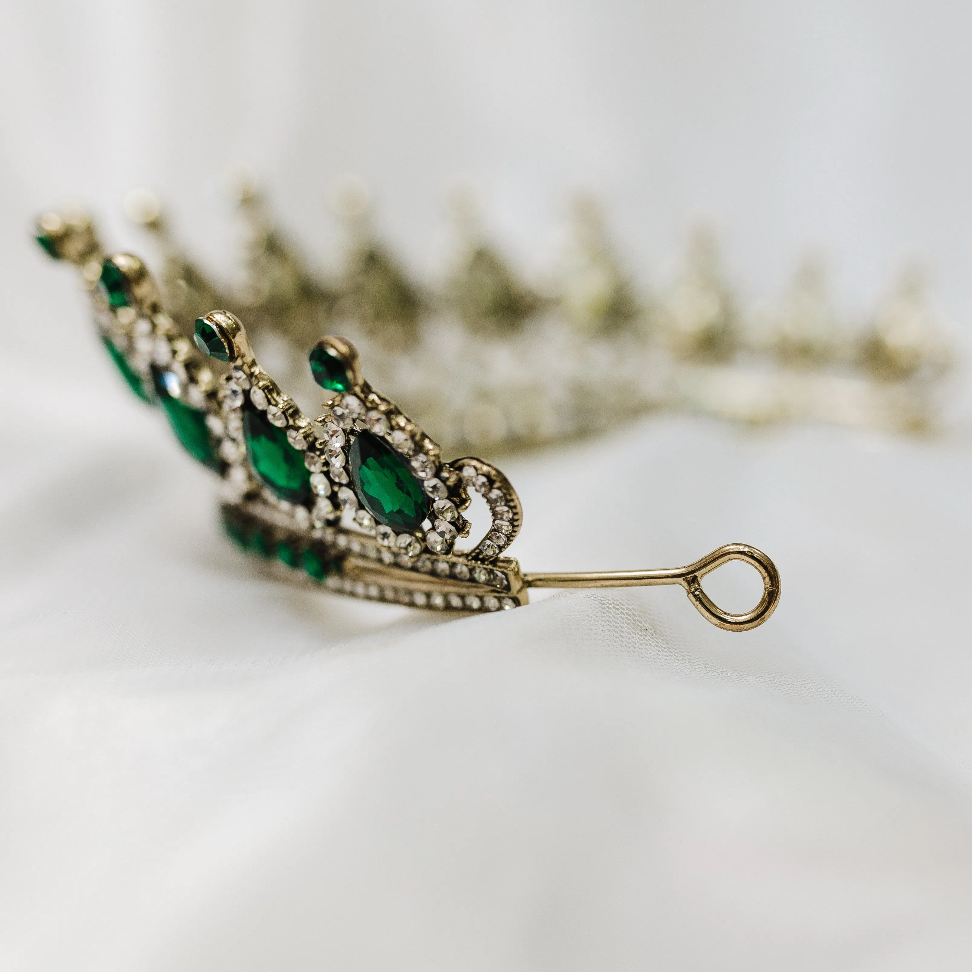 Saya's Tiara in Green & Antique Gold