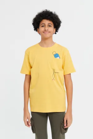 Senior Boys Mustard Walkman Pocket T-Shirt