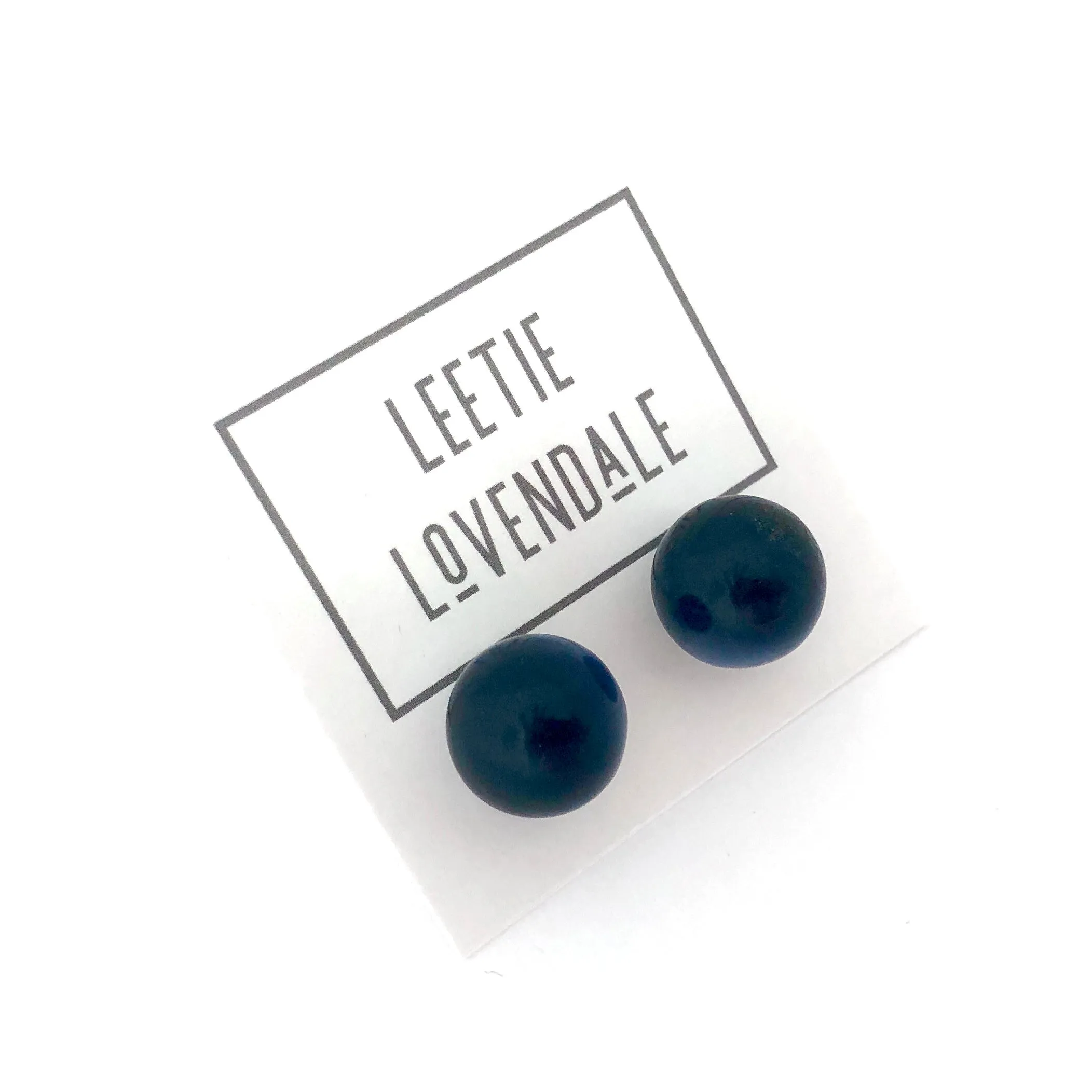 Slate Blue Moonglow Ball Stud Earrings