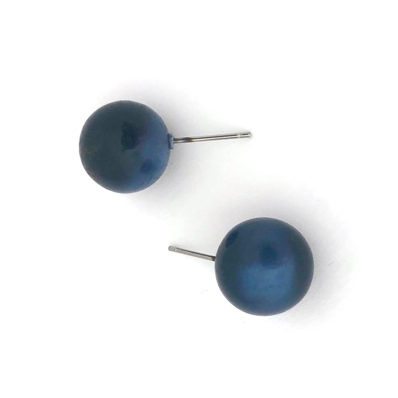 Slate Blue Moonglow Ball Stud Earrings