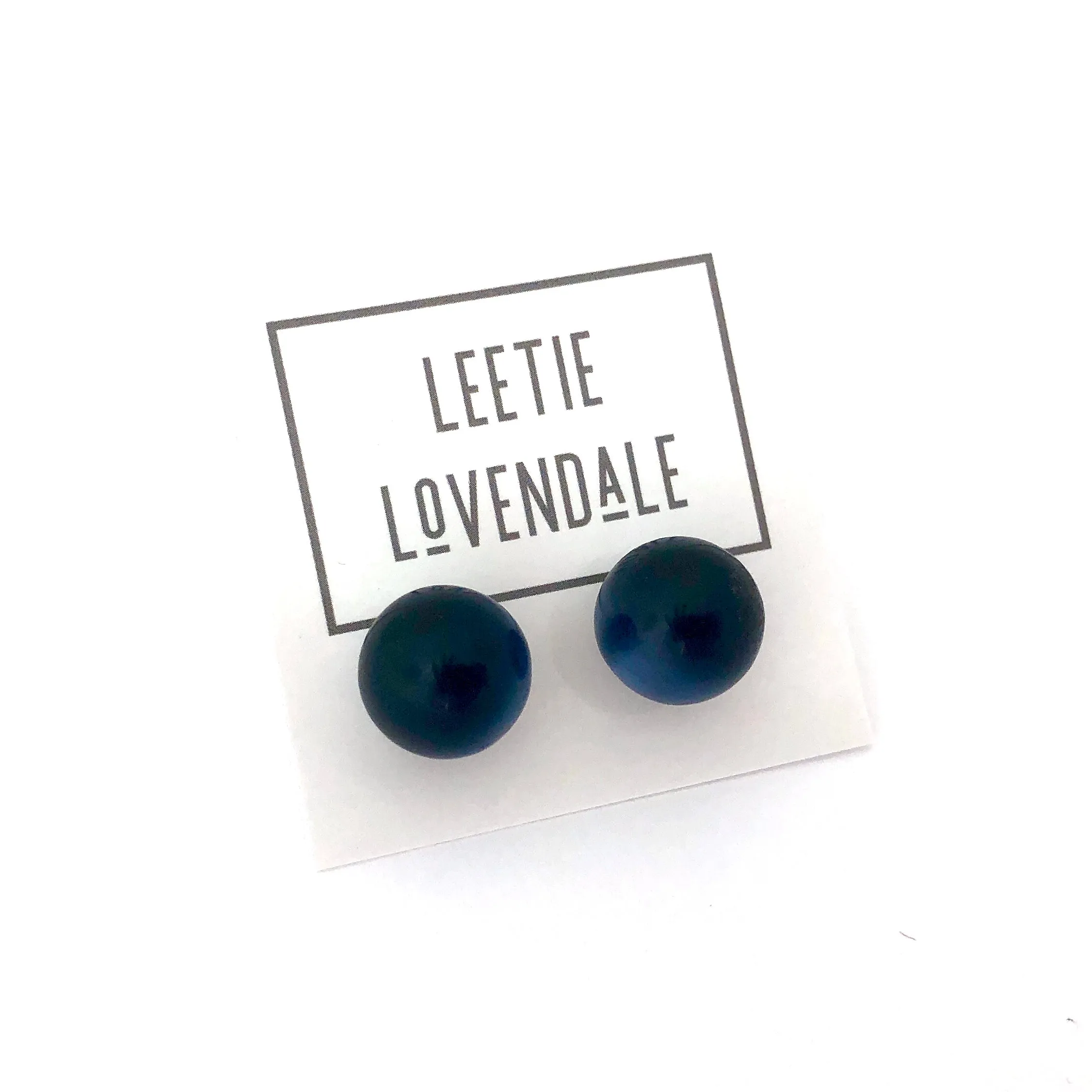 Slate Blue Moonglow Ball Stud Earrings