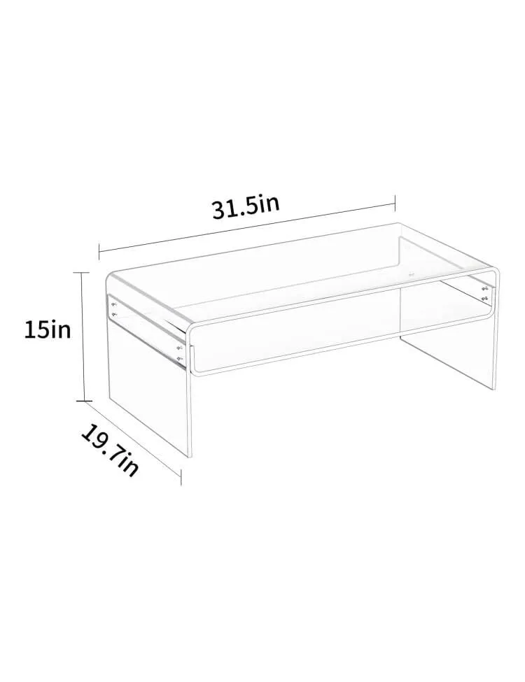 solaround Acrylic Coffee Table for Living Room, 31.5'' x 19.7'' x 15'' (Clear)