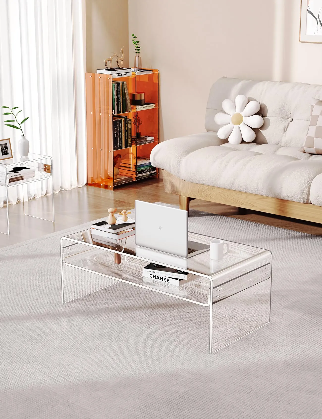 solaround Acrylic Coffee Table for Living Room, 31.5'' x 19.7'' x 15'' (Clear)