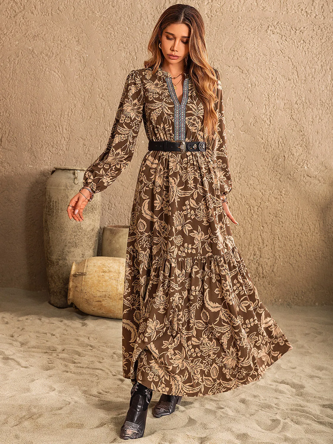 Southwestern Long Sleeve Maxi Dress