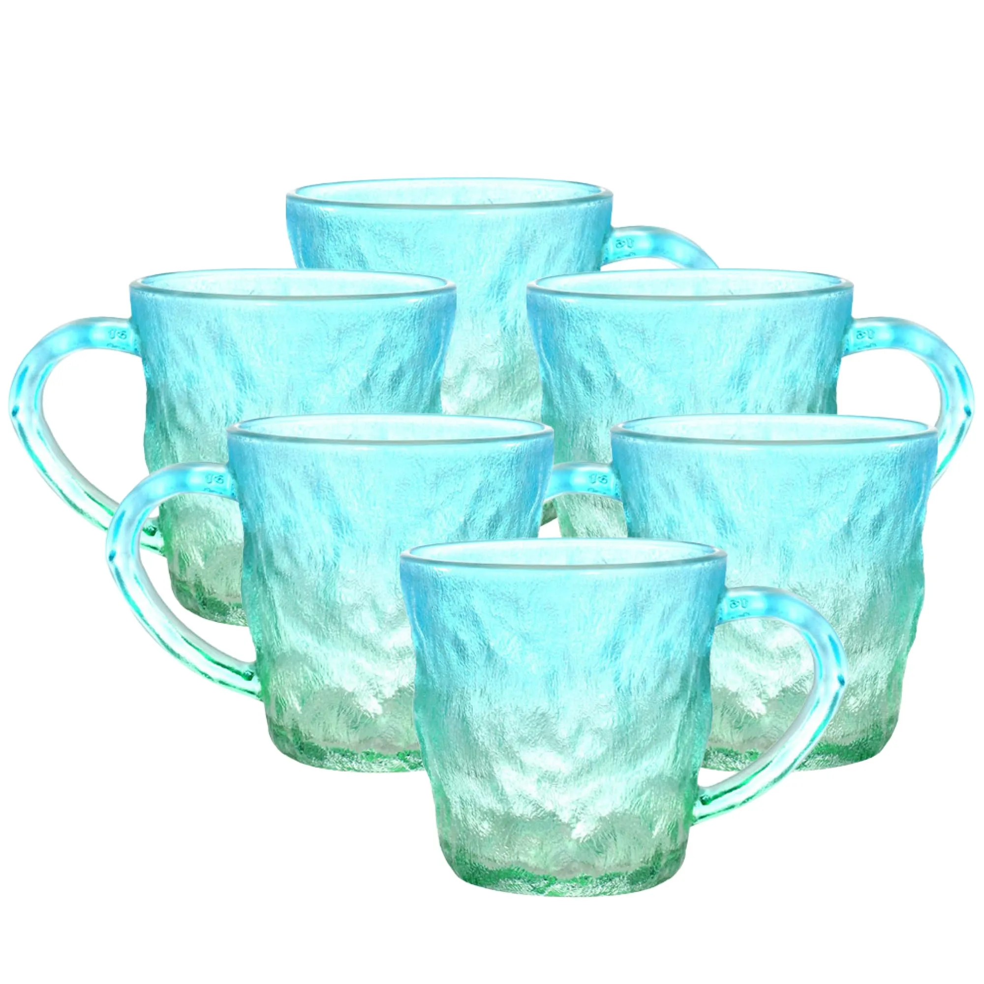 The Better Home Zest Glass Tea Cups (6Pcs-280ml Each) Lead Free Coffee Cup Set | Scratch-Resistance Microwave Safe Coffee Mug Set |House Warming Gifts for New Home | Return Gifts for Women-Blue