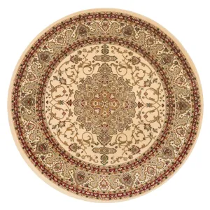 Traditional Cream Bordered Round Rug